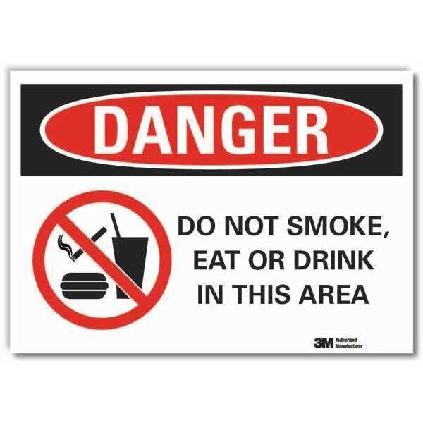 No Smoking Danger Reflective Label, 3 1/2 in H, 5 in W, Reflective Sheeting, LCU4-0270-RD_5x3.5