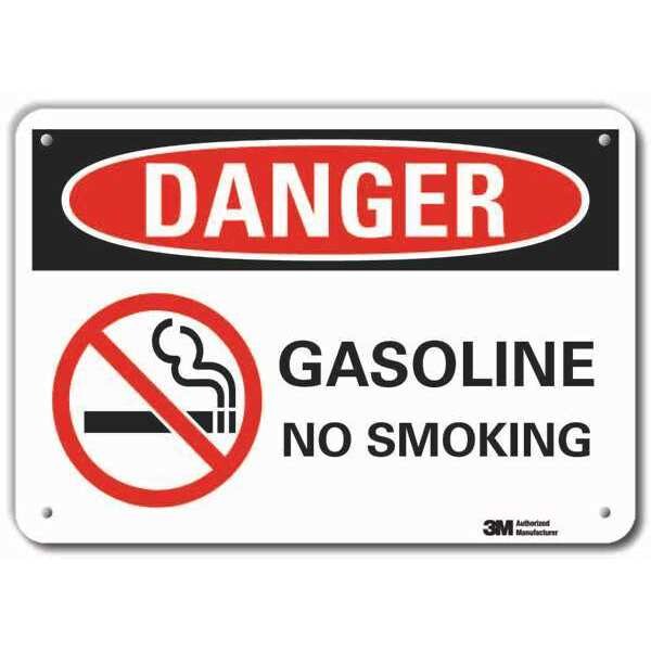 Reflective  Gasoline Danger Sign, 7 in Height, 10 in Width, Aluminum, Vertical Rectangle, English