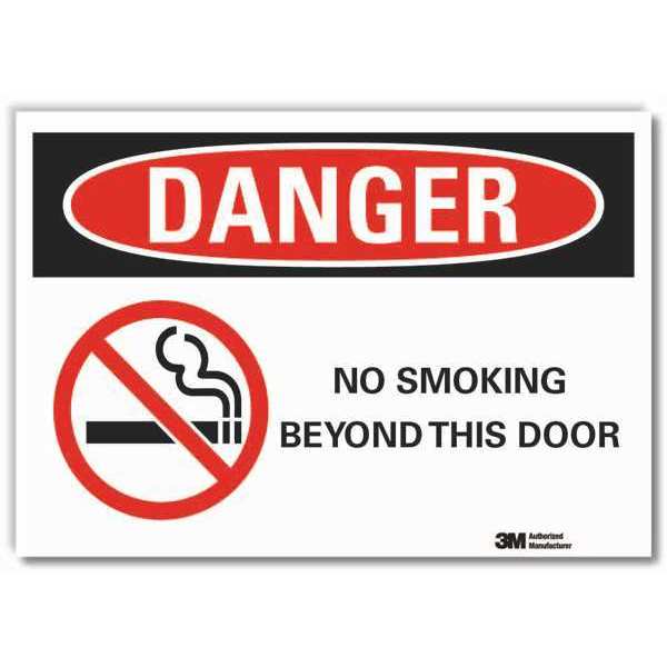 No Smoking Sign, 5 in Height, 7 in Width, Reflective Sheeting, Horizontal Rectangle, English