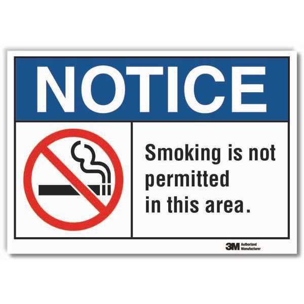 No Smoking Sign, 5 in Height, 7 in Width, Reflective Sheeting, Horizontal Rectangle, English