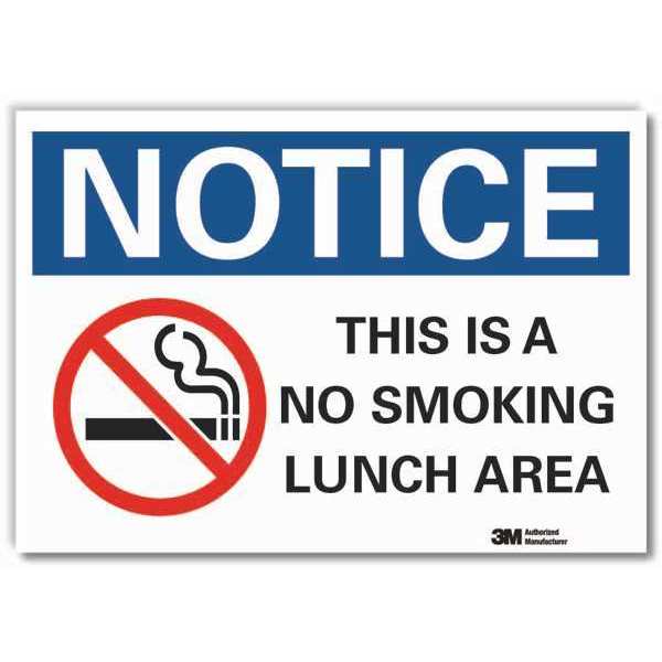 No Smoking Sign, 5 in Height, 7 in Width, Reflective Sheeting, Horizontal Rectangle, English