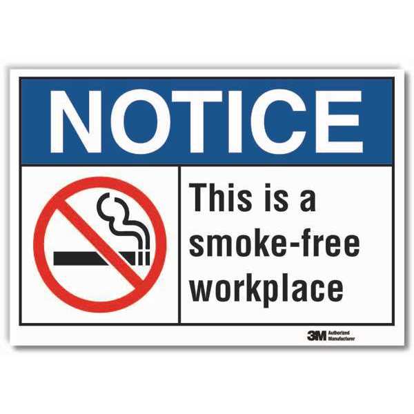 No Smoking Sign, 5 in Height, 7 in Width, Reflective Sheeting, Horizontal Rectangle, English