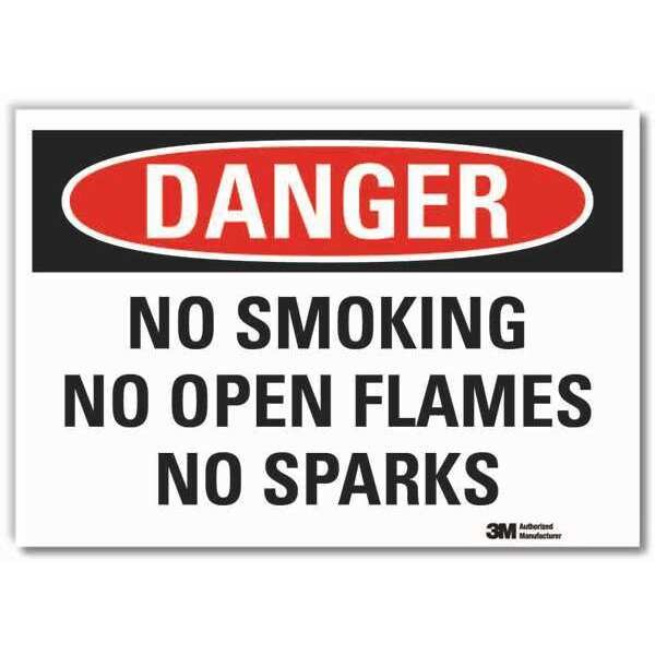 No Smoking Sign, 3 1/2 in Height, 5 in Width, Reflective Sheeting, Horizontal Rectangle, English