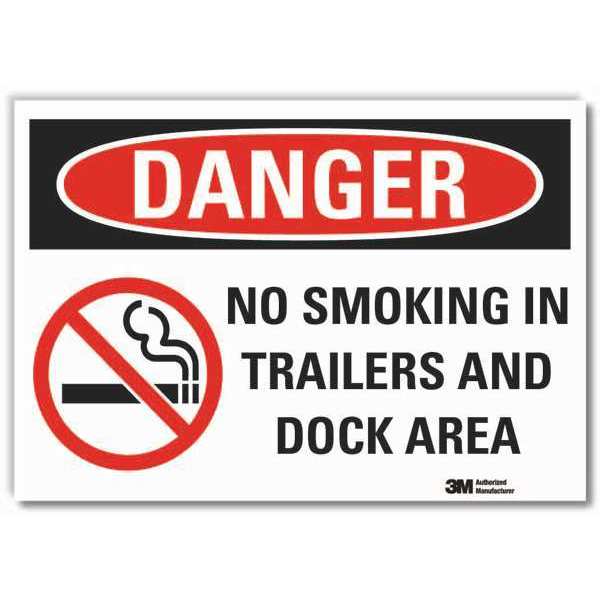 No Smoking Sign, 5 in Height, 7 in Width, Reflective Sheeting, Horizontal Rectangle, English
