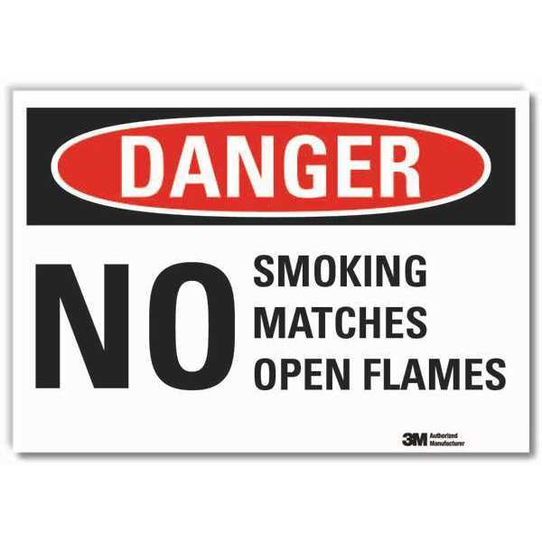 No Smoking Sign, 5 in Height, 7 in Width, Reflective Sheeting, Horizontal Rectangle, English