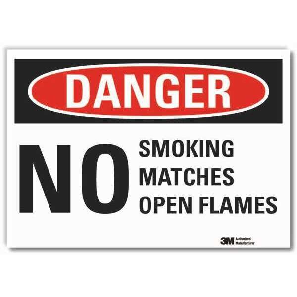 No Smoking Danger Reflective Label, 3 1/2 in H, 5 in W, Reflective Sheeting, LCU4-0552-RD_5x3.5