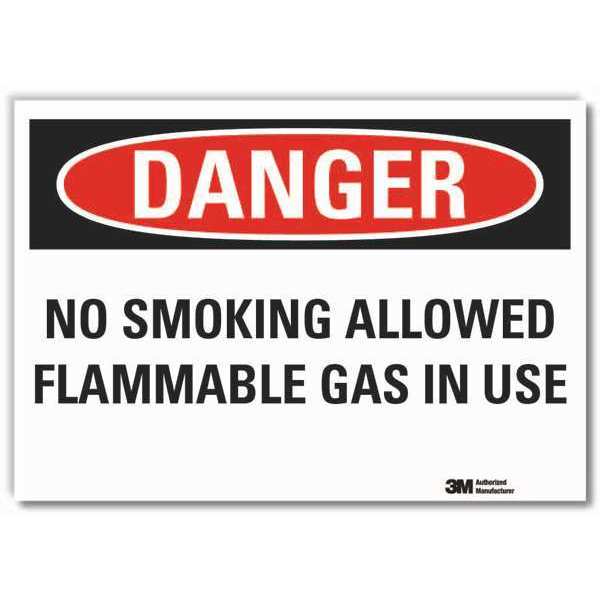 No Smoking Danger Reflective Label, 5 in H, 7 in W, Reflective Sheeting, English, LCU4-0577-RD_7x5
