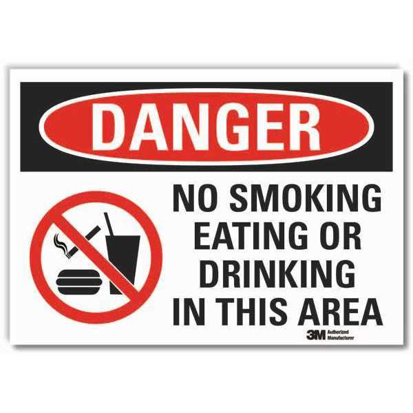 No Smoking Sign, 5 in Height, 7 in Width, Reflective Sheeting, Horizontal Rectangle, English
