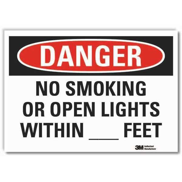 No Smoking Danger Reflective Label, 5 in H, 7 in W, Reflective Sheeting, English, LCU4-0587-RD_7x5