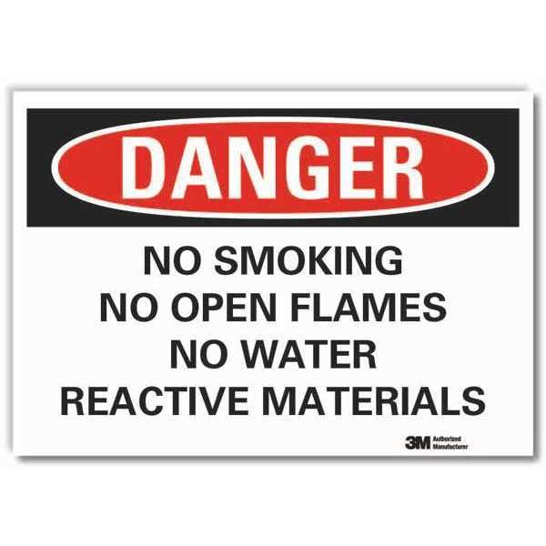 No Smoking Danger Reflective Label, 5 in H, 7 in W, Reflective Sheeting, English, LCU4-0657-RD_7x5