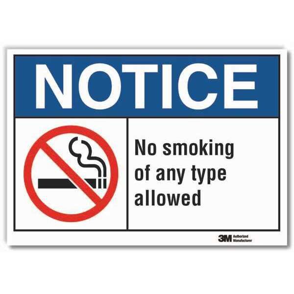 No Smoking Sign, 10 in Height, 14 in Width, Reflective Sheeting, Horizontal Rectangle, English