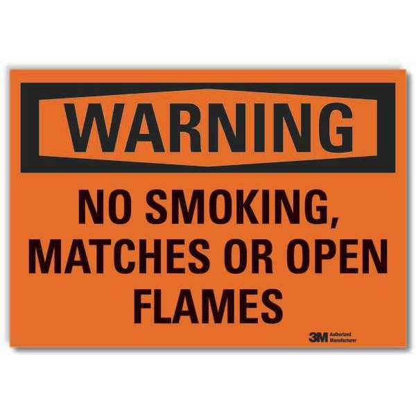 No Smoking Warning Reflective Label, 3 1/2 in Height, 5 in Width, Reflective Sheeting, English