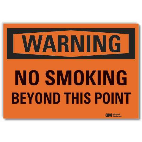 No Smoking Warning Reflective Label, 3 1/2 in Height, 5 in Width, Reflective Sheeting, English