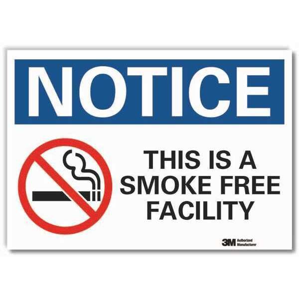 No Smoking Sign, 5 in Height, 7 in Width, Reflective Sheeting, Horizontal Rectangle, English