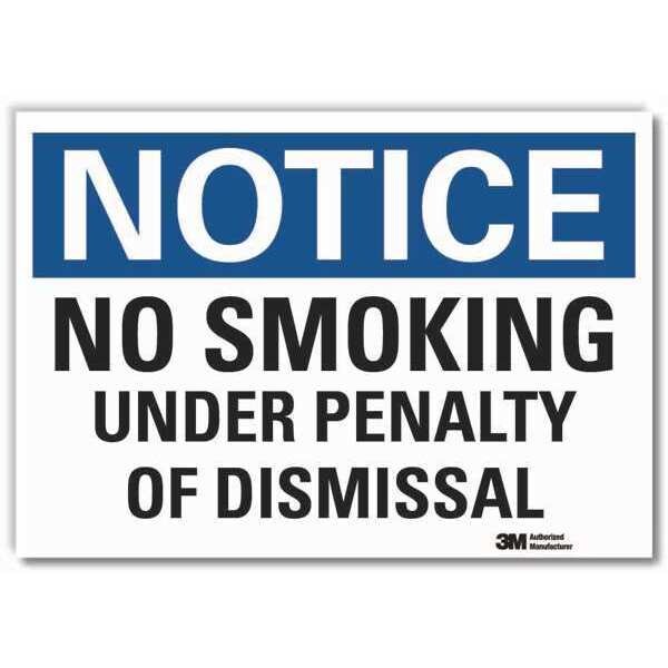 No Smoking Notice Reflective Label, 3 1/2 in H, 5 in W, Reflective Sheeting, LCU5-0184-RD_5x3.5