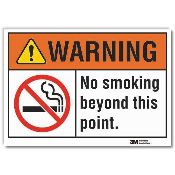 No Smoking Warning Reflective Label, 10 in Height, 14 in Width, Reflective Sheeting, English