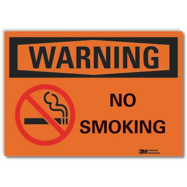 No Smoking Sign, 3 1/2 in Height, 5 in Width, Reflective Sheeting, Horizontal Rectangle, English