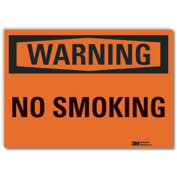 No Smoking Warning Reflective Label, 10 in Height, 14 in Width, Reflective Sheeting, English