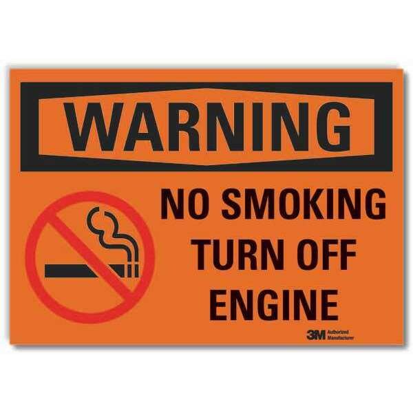 No Smoking Sign, 5 in Height, 7 in Width, Reflective Sheeting, Horizontal Rectangle, English