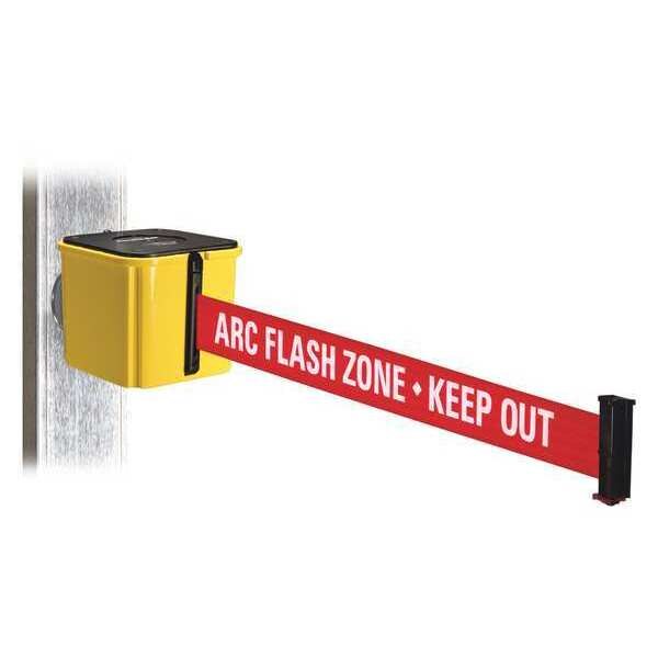 Belt Barrier, Ylw, Rd/Wt Text Belt, 30ft.L