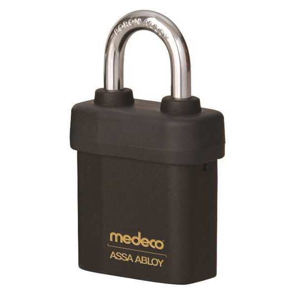 Padlock, Keyed Different, Partially Hidden Shackle, Square Brass Body, Boron Shackle, 5/16 in W