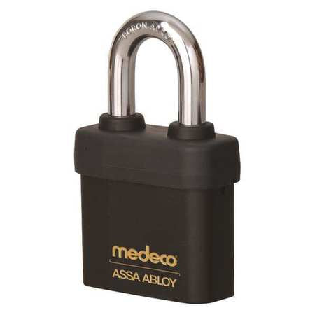 Padlock, Keyed Different, Partially Hidden Shackle, Square Brass Body, Boron Shackle, 7/16 in W