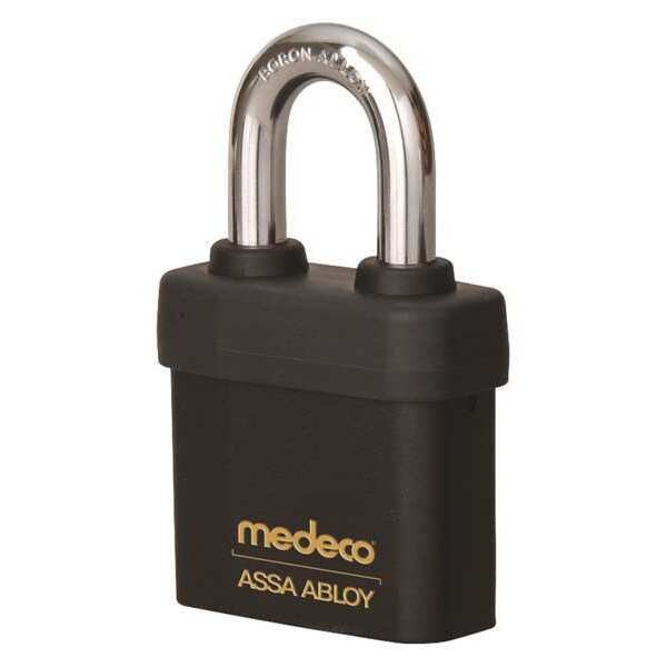 Padlock, Keyed Different, Partially Hidden Shackle, Square Brass Body, Boron Shackle, 7/16 in W
