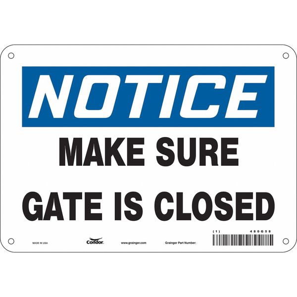 Safety Sign, 7 in Height, 10 in Width, Polyethylene, Vertical Rectangle, English, 480G58