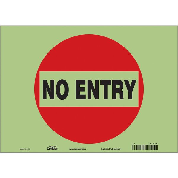 Safety Sign, 10 in Height, 14 in Width, Glow Vinyl, Horizontal Rectangle, English