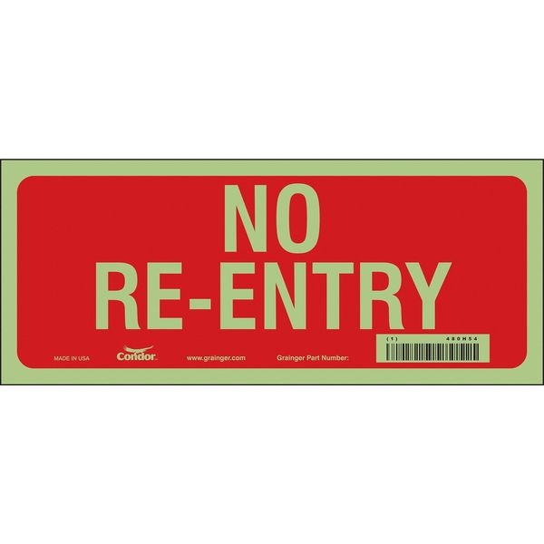 Safety Sign, 5 in Height, 12 in Width, Glow Vinyl, Vertical Rectangle, English