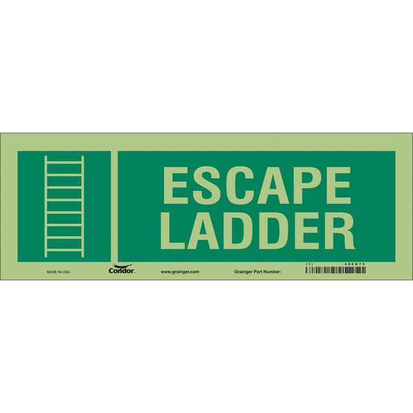 Safety Sign, 5 in x 14 in, Glow Vinyl