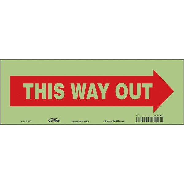 Safety Sign, 5 in H, 14 in W, Glow Vinyl, Vertical Rectangle, English, 480K11