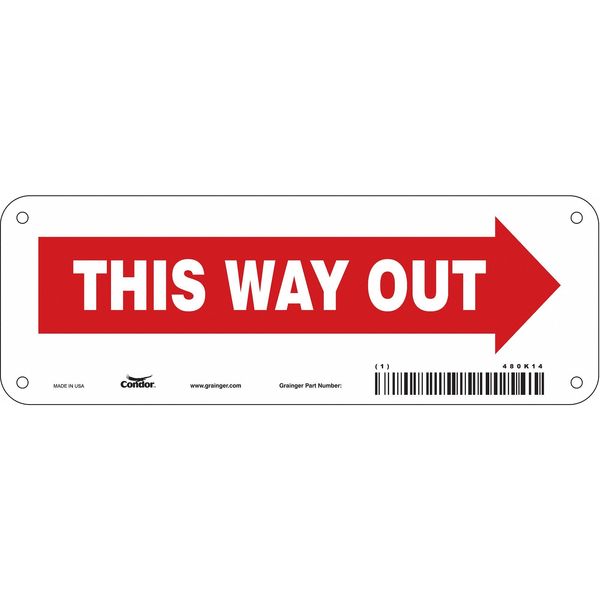 Safety Sign, 3 1/2 in H, 10 in W, Polyethylene, Vertical Rectangle, English, 480K14
