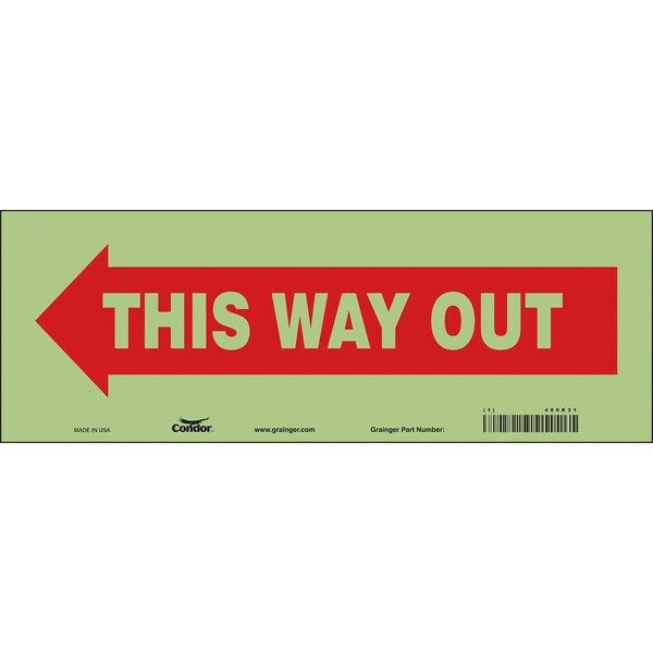 Safety Sign, 5 in H, 14 in W, Glow Vinyl, Vertical Rectangle, English, 480K21