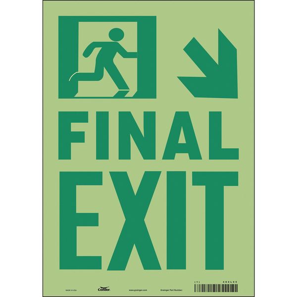 Safety Sign, 14 inx10 in, Glow Vinyl