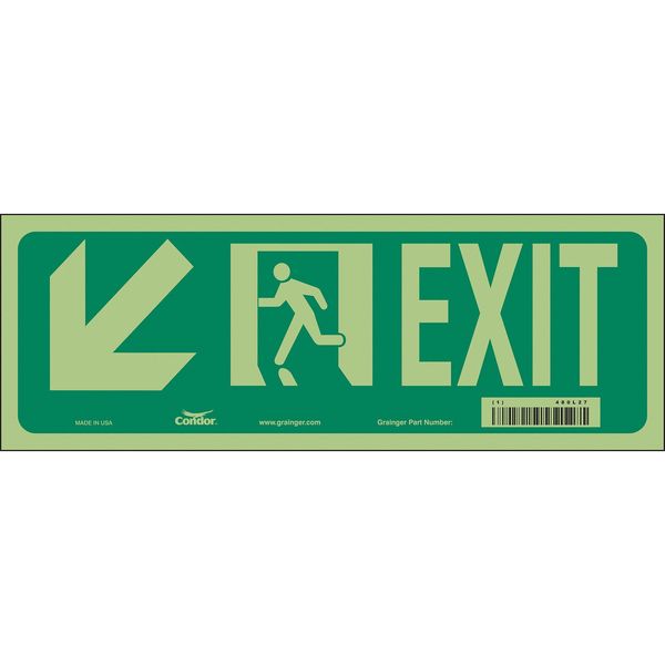 Safety Sign, 5 in x 14 in, Glow Vinyl