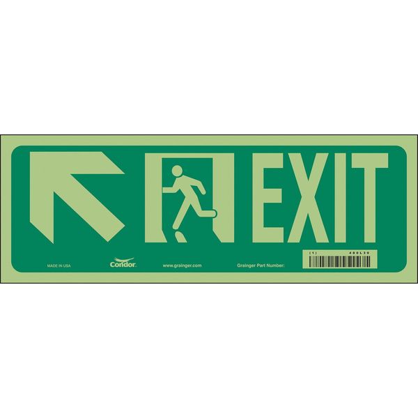 Safety Sign, 5 in x 14 in, Glow Vinyl