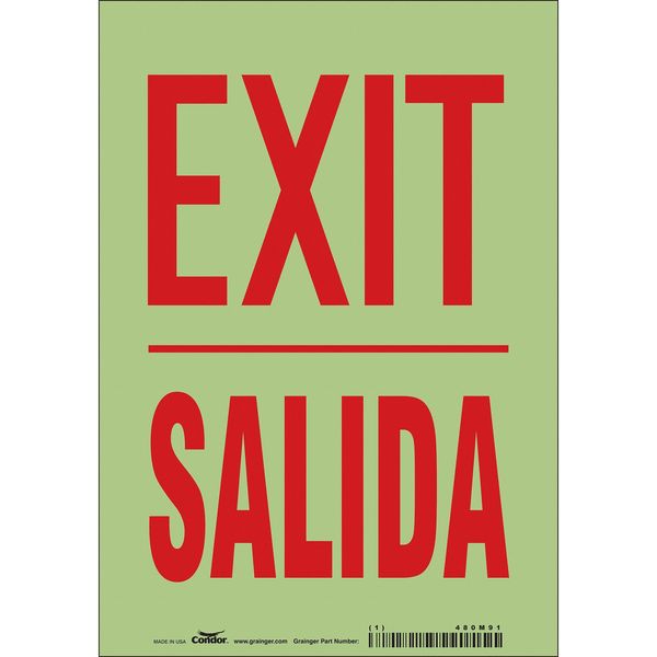 Safety Sign, 10 inx7 in, Glow Vinyl