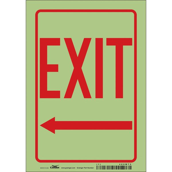 Safety Sign, 10 inx7 in, Glow Vinyl