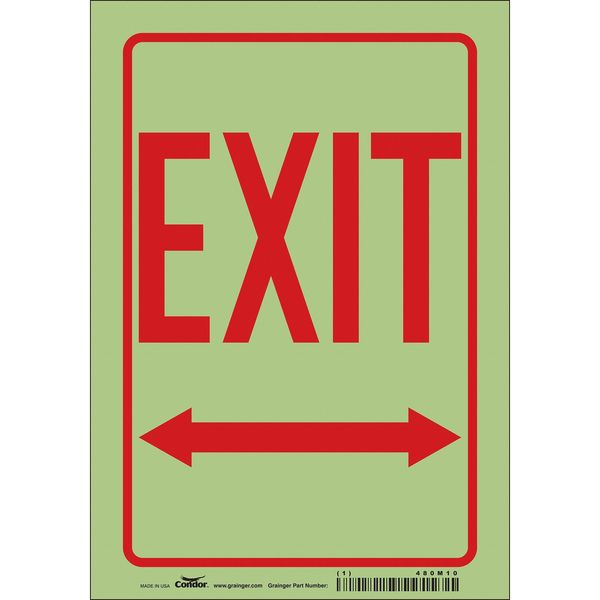 Safety Sign, 10 inx7 in, Glow Vinyl