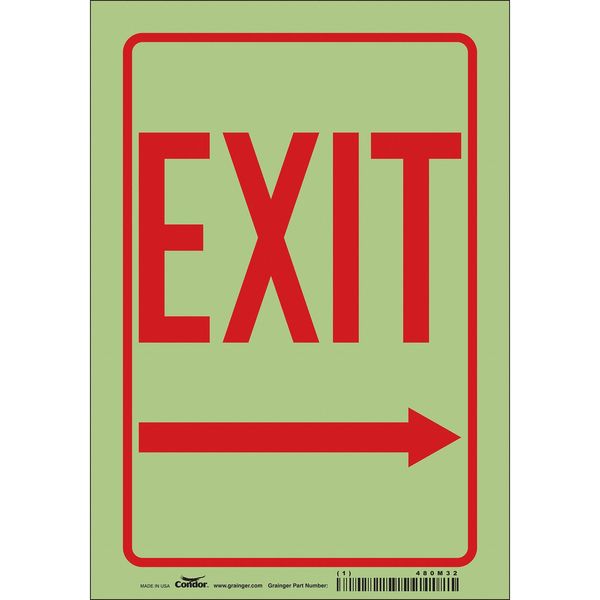 Safety Sign, 10 inx7 in, Glow Vinyl