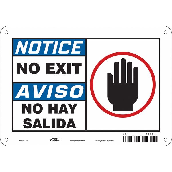 No Exit Sign, English, Spanish, 10