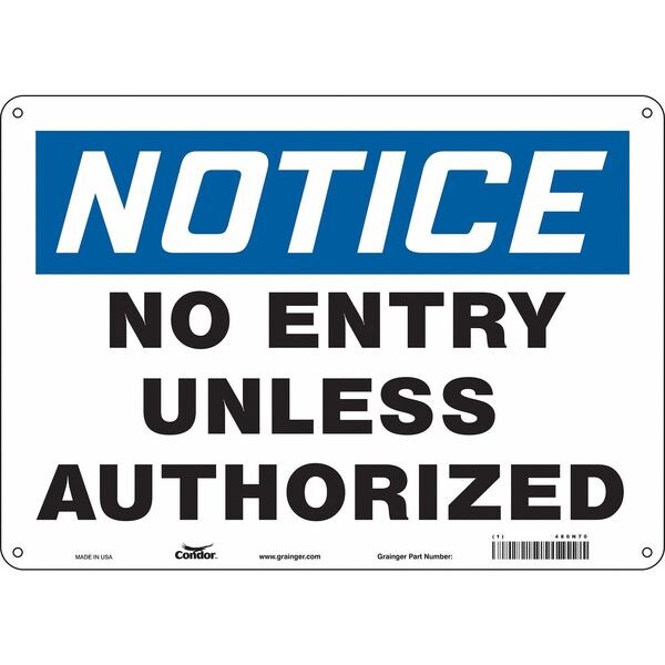 Safety Sign, 10 in Height, 14 in Width, Polyethylene, Horizontal Rectangle, English, 480N70
