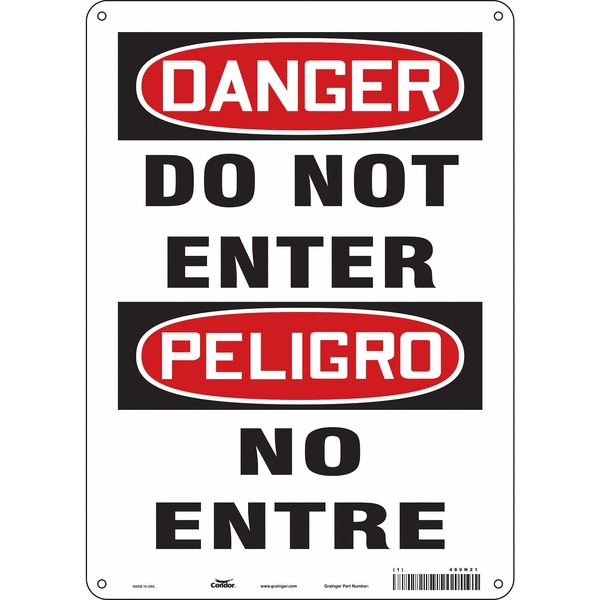 Safety Sign, 14 in Height, 10 in Width, Polyethylene, Vertical Rectangle, English, Spanish