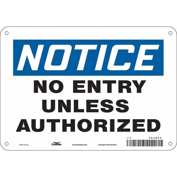Safety Sign, 7 in Height, 10 in Width, Polyethylene, Vertical Rectangle, English, 480N69