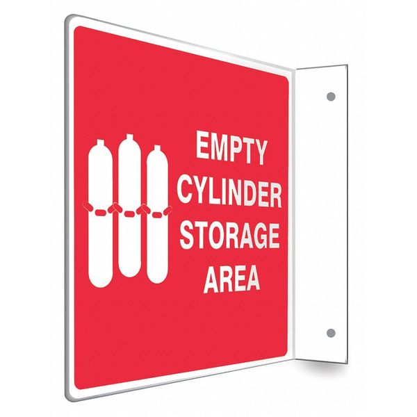 High Visibility Safety Sign, 8 in H, 8 in W, PETG, L-Shape Projection, English, 480W87
