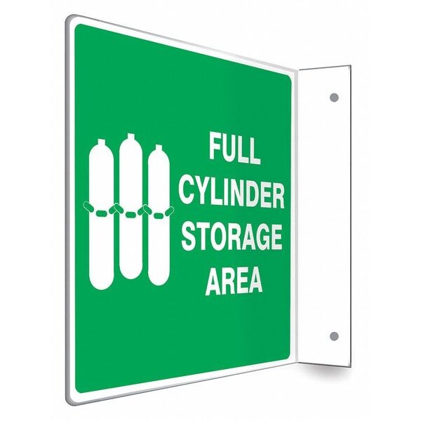 High Visibility Safety Sign, 8 in H, 8 in W, PETG, L-Shape Projection, English, 480W88