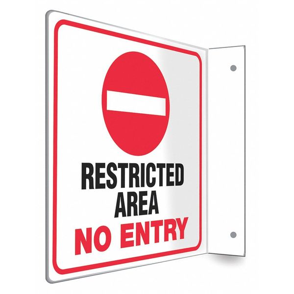 High Visibility Safety Sign, 8 in H, 8 in W, PETG, L-Shape Projection, English, 480W68
