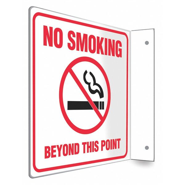 High Visibility Safety Sign, 8 in Height, 8 in Width, PETG, L-Shape Projection, English