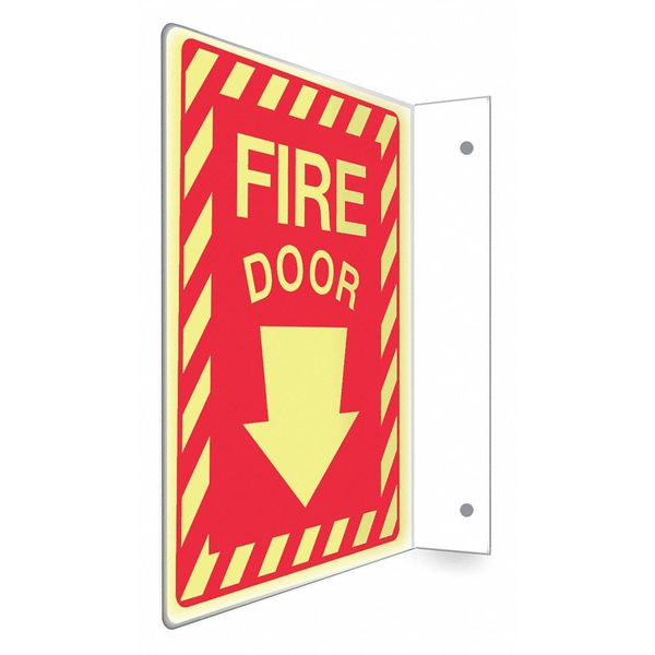 Safety Sign, 12 in Height, 9 in Width, PETG, L-Shape Projection, English